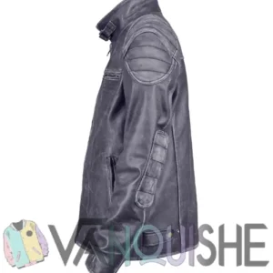 Full Grain Buffalo Grey Leather Jacket Side Look