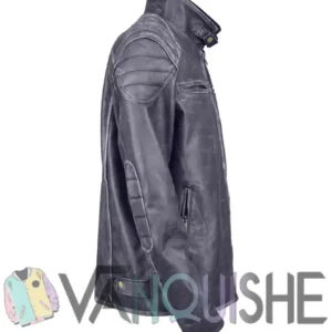 Full Grain Buffalo Grey Leather Jacket Side View