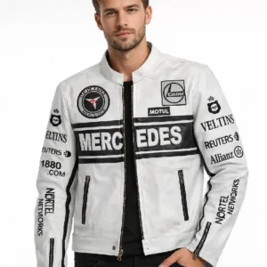 Mercedes Benz White Leather Jacket
