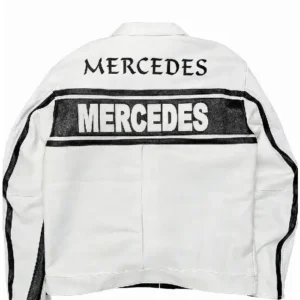 Mercedes Benz White Leather Jacket Back