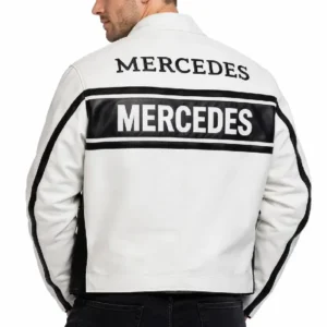 Mercedes Benz White Leather Jacket On Sale For Men and Women