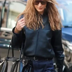 Milan Fashion Week Bella Hadid Leather Jacket