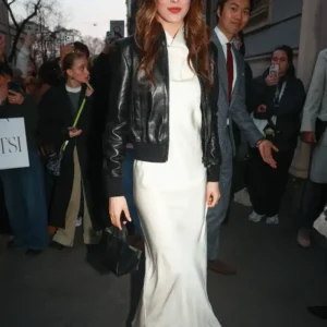 Milan Fashion Week Eileen Gu Leather Jacket