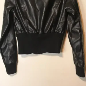 Miley Cyrus Max Azria Crop Leather Jacket Back