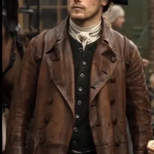 Outlander S07 Sam Heughan Brown Leather Coat