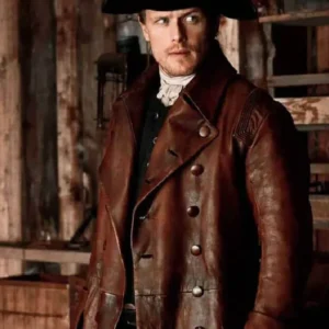 Outlander S07 Sam Heughan Brown Leather Coat On Sale