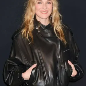 PFW 2026 Diane Kruger Leather Jacket