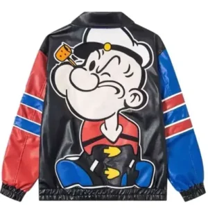 Popeye The Sailor Man Leather Jacket Back