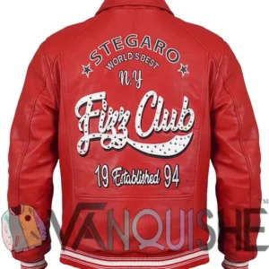 Shop Stegaro Fizz Club Red Leather Jacket Back
