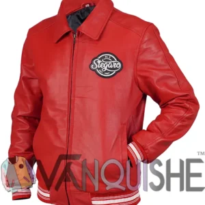 Shop Stegaro Fizz Club Red Leather Jacket Front Look