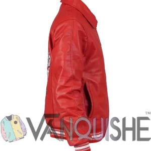 Shop Stegaro Fizz Club Red Leather Jacket Side Look