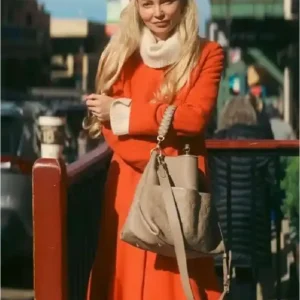 Street Style Gia Skova Orange Coat On Sale