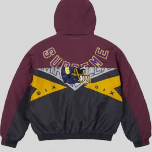 Supreme MM6 Stadium Maroon and Black Jacket Back