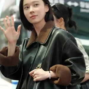 Aespa Winter Incheon International Airport Leather Jacket For Women