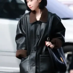 Aespa Winter Incheon International Airport Leather Jacket On Sale