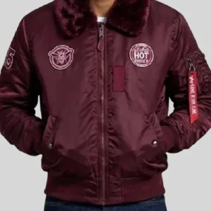 Alpha Industries Burgundy Bomber Jacket