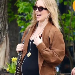 Annabelle Wallis NYC 2026 Brown Suede Leather Jacket For Women