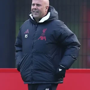 Arne Slot Team Training Session LFC Puffer Jacket On Sale