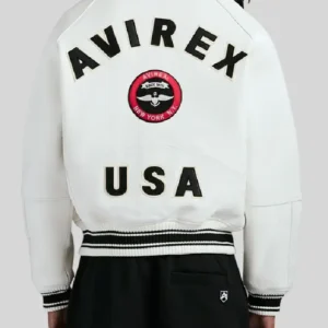 Avirex Stadium Embroidered Leather Jacket For Sale