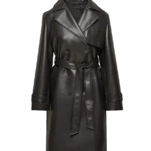 Beyond the Gates S02 Arielle Prepetit Black Leather Coat On Sale