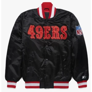 Black San Francisco 49ers Blackout Full-Snap Satin Jacket