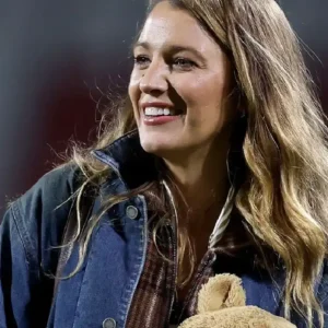 Blake Lively Wrexham VS Chelsea Denim Jacket On Sale