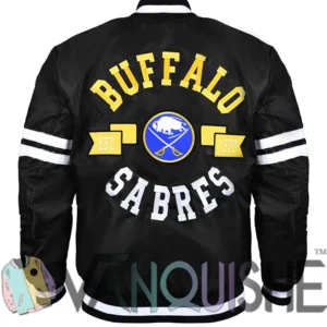 Buffalo Sabres Black Satin Bomber Jacket Back Look