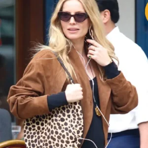 Buy Annabelle Wallis NYC 2026 Brown Suede Leather Jacket