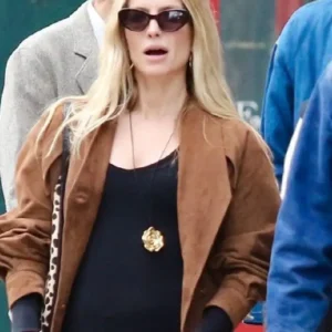 Buy Annabelle Wallis NYC 2026 Brown Suede Leather Jacket For Women