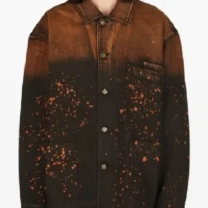Buy Chris Tungseth TV Series American Idol S24 Paint Splatter Brown Denim Jacket For Men
