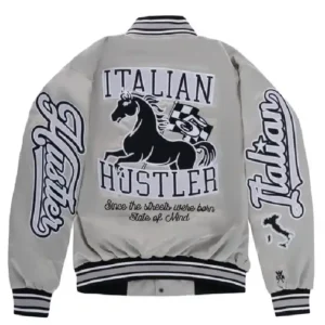 Buy Cookin Soul Italian Hustler Silver Satin Bomber Jacket