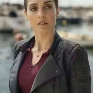 Buy Cristiana Dell’Anna TV Series A Taste for Murder 2026 Lara Sarrancino Black Leather Biker Jacket For Women