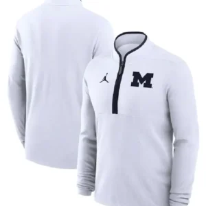 Buy Dusty May Michigan Wolverines White Half-Zip Sweatshirt