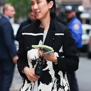 Buy Eva Chen NYC 2026 The Devil Wears Prada 2 Black and White Floral Trench Coat For Women