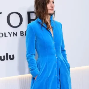Buy Grace Gummer Love Story Screening 2026 NYC Blue Velvet Long Coat For Women