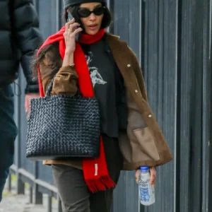 Buy Zoe Kravitz New York City 2026 Brown Suede Leather Jacket For Women