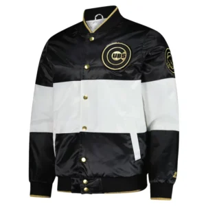 Chicago Cubs Black and White Satin Jacket