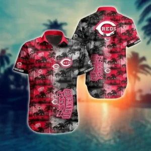 Cincinnati Reds Hawaiian Cotton Black and Red Shirt