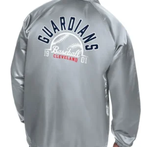 Cleveland Guardians Retro Logo Grey Coaches Jacket Back