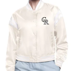 Colorado Rockies Printed Logo Cream Varisty Jacket