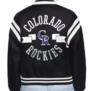 Colorado Rockies Printed Logo Varisty Jacket Back