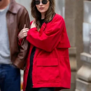 Dakota Johnson New York City 2026 Red Cotton Jacket For Women