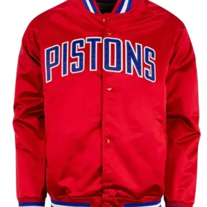 Detroit Pistons Red Satin Jacket