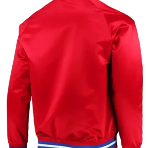 Detroit Pistons Red Satin Jacket Back