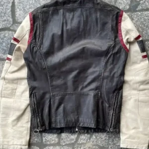 Euphoria S03 Leather Striped Sleeve Jacket For Men