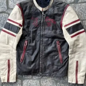 Euphoria S03 Leather Striped Sleeve Jacket Sale