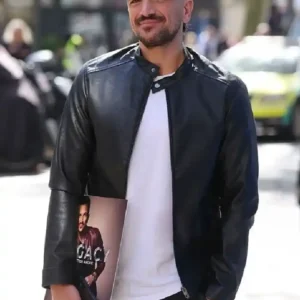 Global Radio Studios Peter Andre Black Leather Jacket For Men