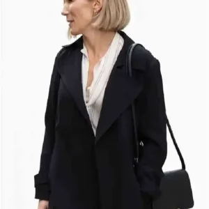 Greys Anatomy S22 Jen Landon Black Wool Coat On Sale For Women