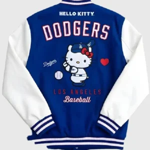 Hello Kitty Dodgers Varsity Jacket Back Look