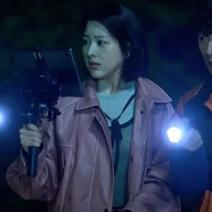 Jang Da-ah Salmokji Whispering Water Pink Leather Jacket